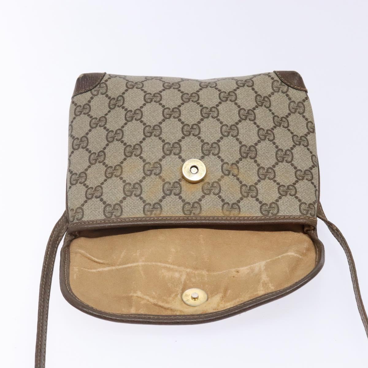 GUCCI GG Supreme Shoulder Bag PVC Beige Auth BA5362