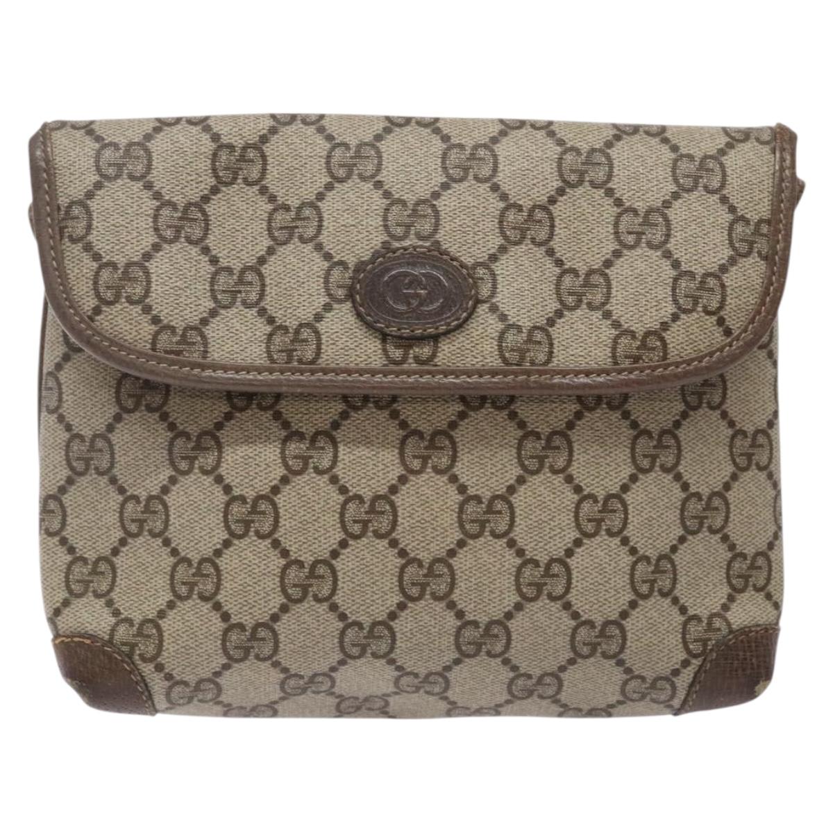 GUCCI GG Supreme Shoulder Bag PVC Beige Auth BA5362