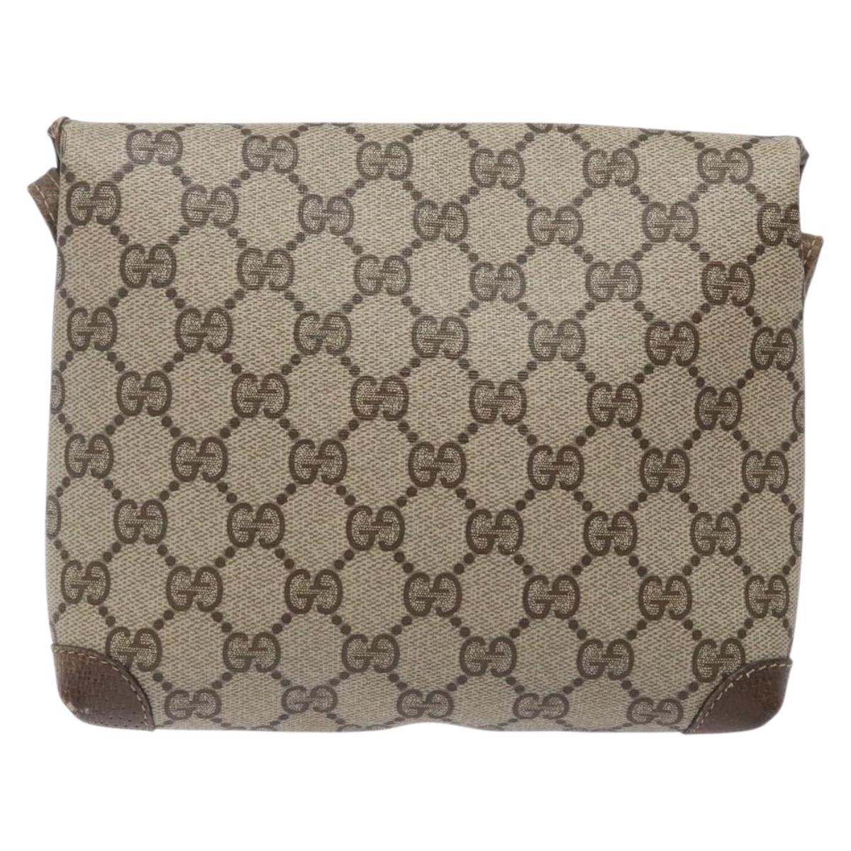 GUCCI GG Supreme Shoulder Bag PVC Beige Auth BA5362