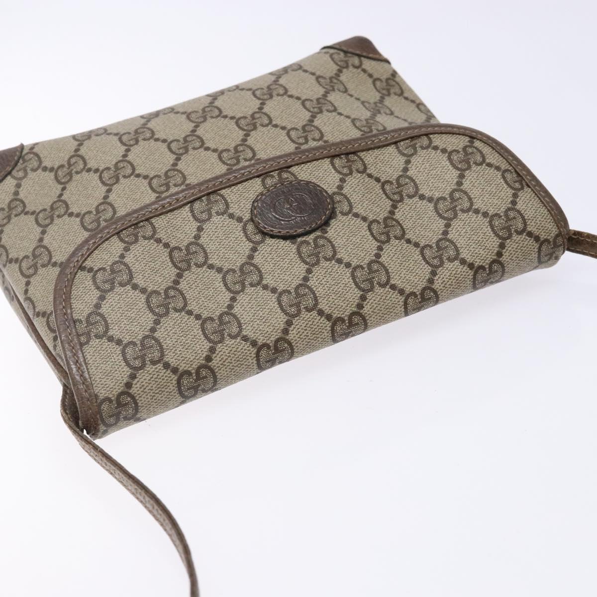 GUCCI GG Supreme Shoulder Bag PVC Beige Auth BA5362
