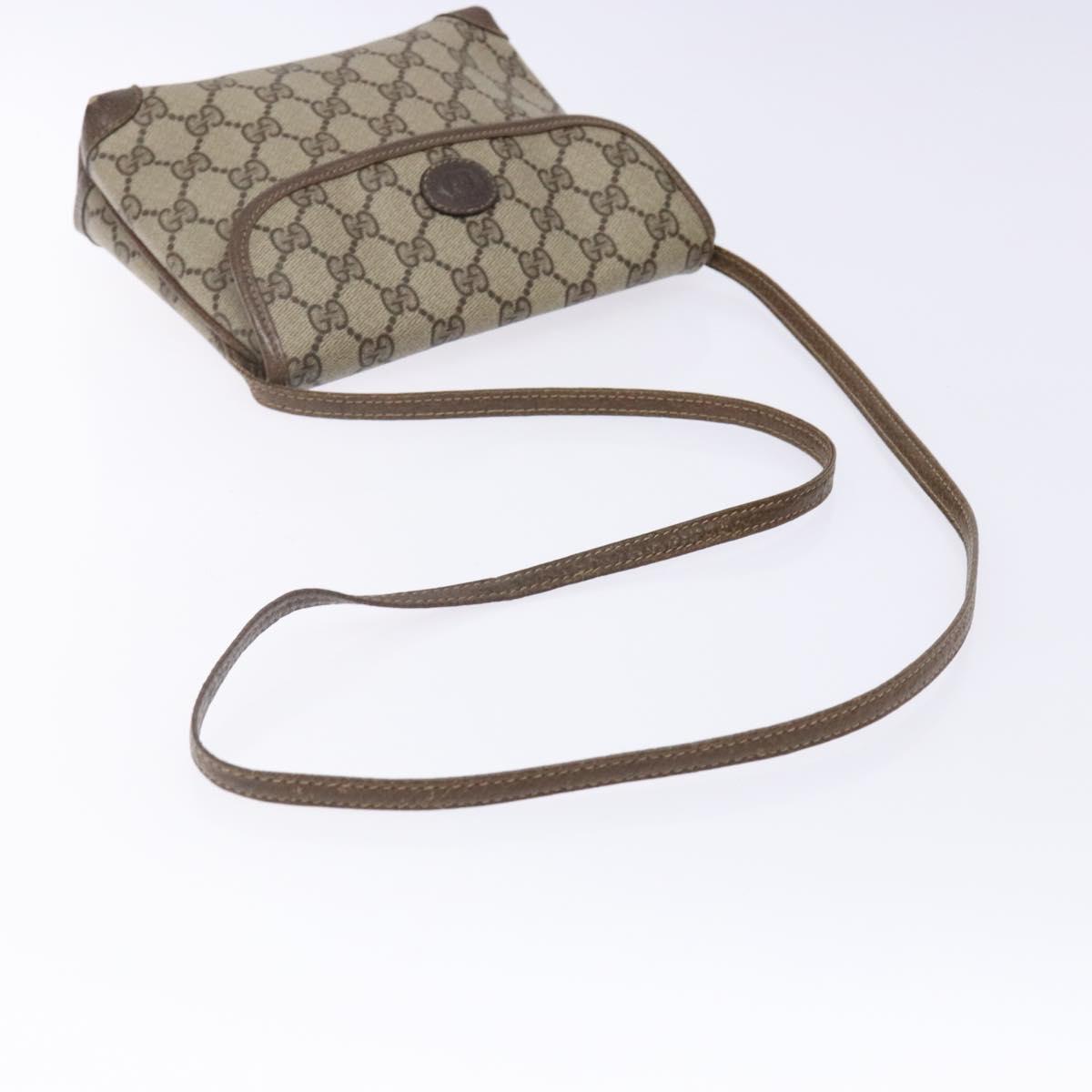 GUCCI GG Supreme Shoulder Bag PVC Beige Auth BA5362