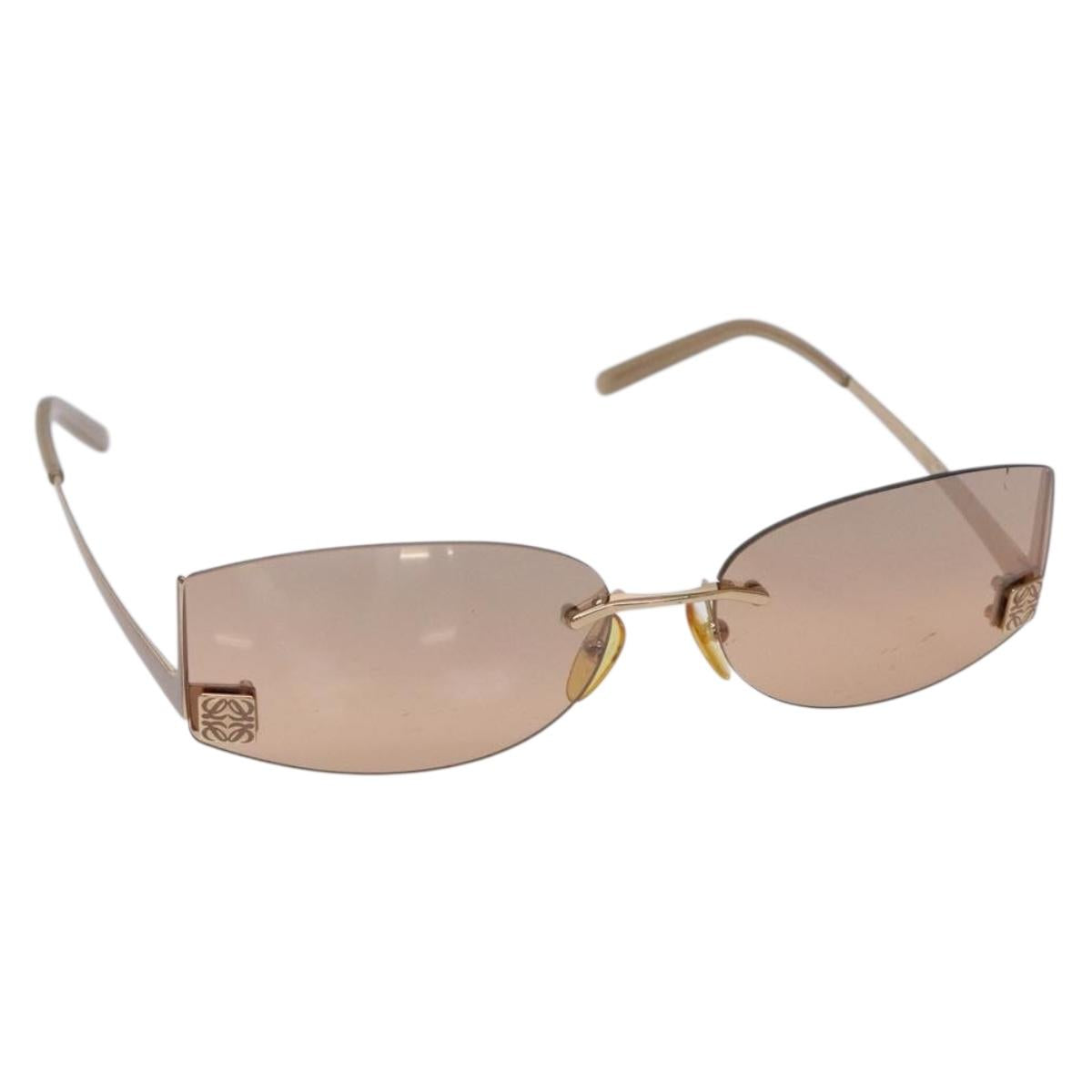 LOEWE Anagram Sunglasses Metal Brown Auth BA5373
