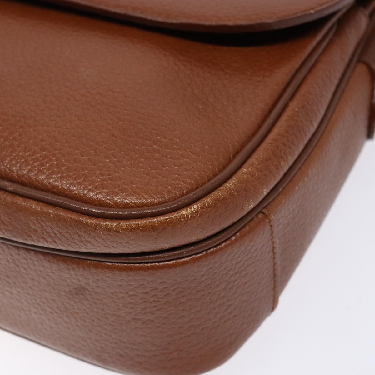 Burberrys Shoulder Bag Leather Brown Gold Auth BA5389