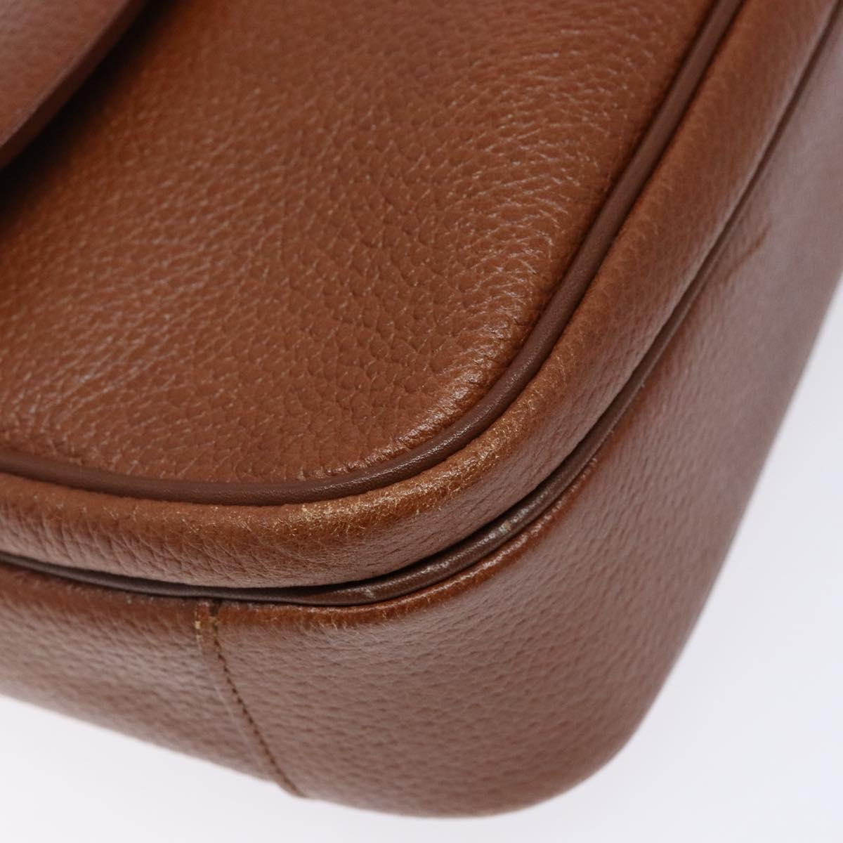 Burberrys Shoulder Bag Leather Brown Gold Auth BA5389