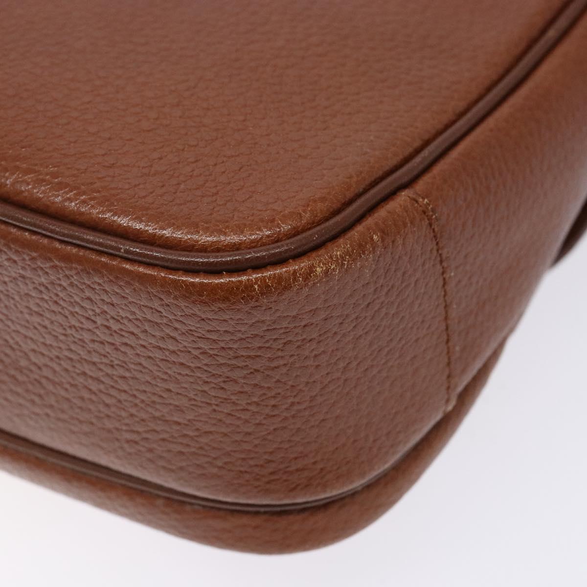 Burberrys Shoulder Bag Leather Brown Gold Auth BA5389