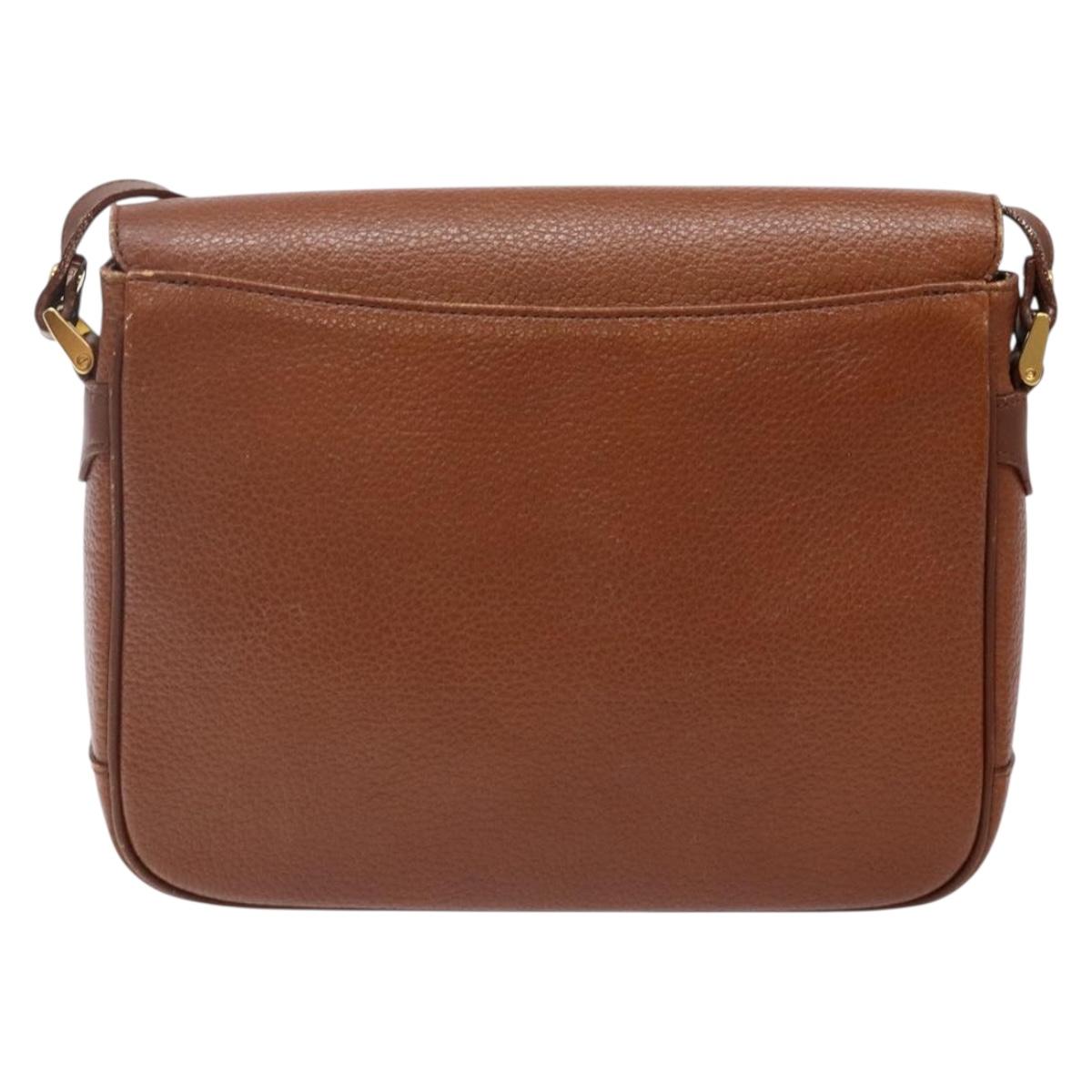 Burberrys Shoulder Bag Leather Brown Gold Auth BA5389