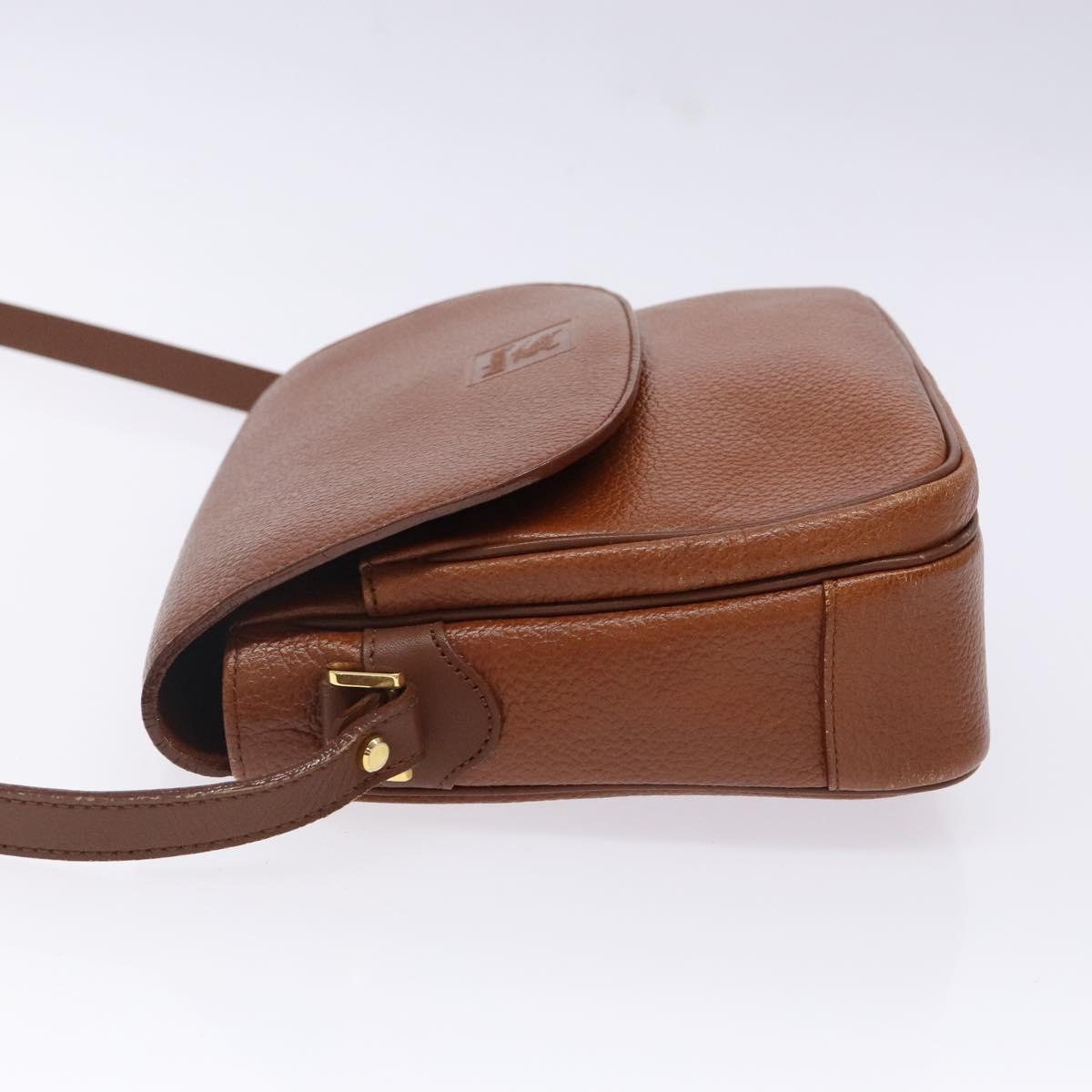 Burberrys Shoulder Bag Leather Brown Gold Auth BA5389