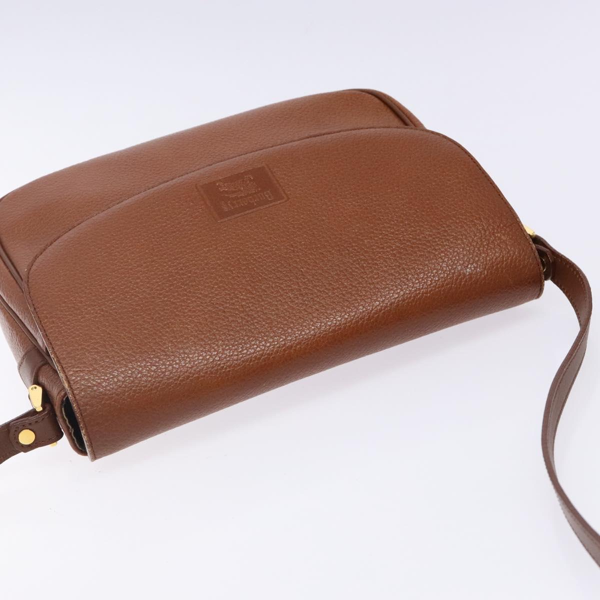 Burberrys Shoulder Bag Leather Brown Gold Auth BA5389