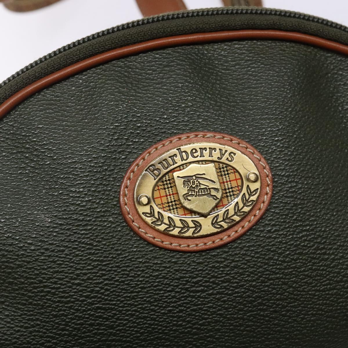 Burberrys Shoulder Bag Leather Khaki Gold Auth BA5390