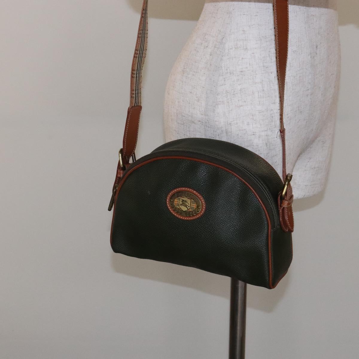 Burberrys Shoulder Bag Leather Khaki Gold Auth BA5390