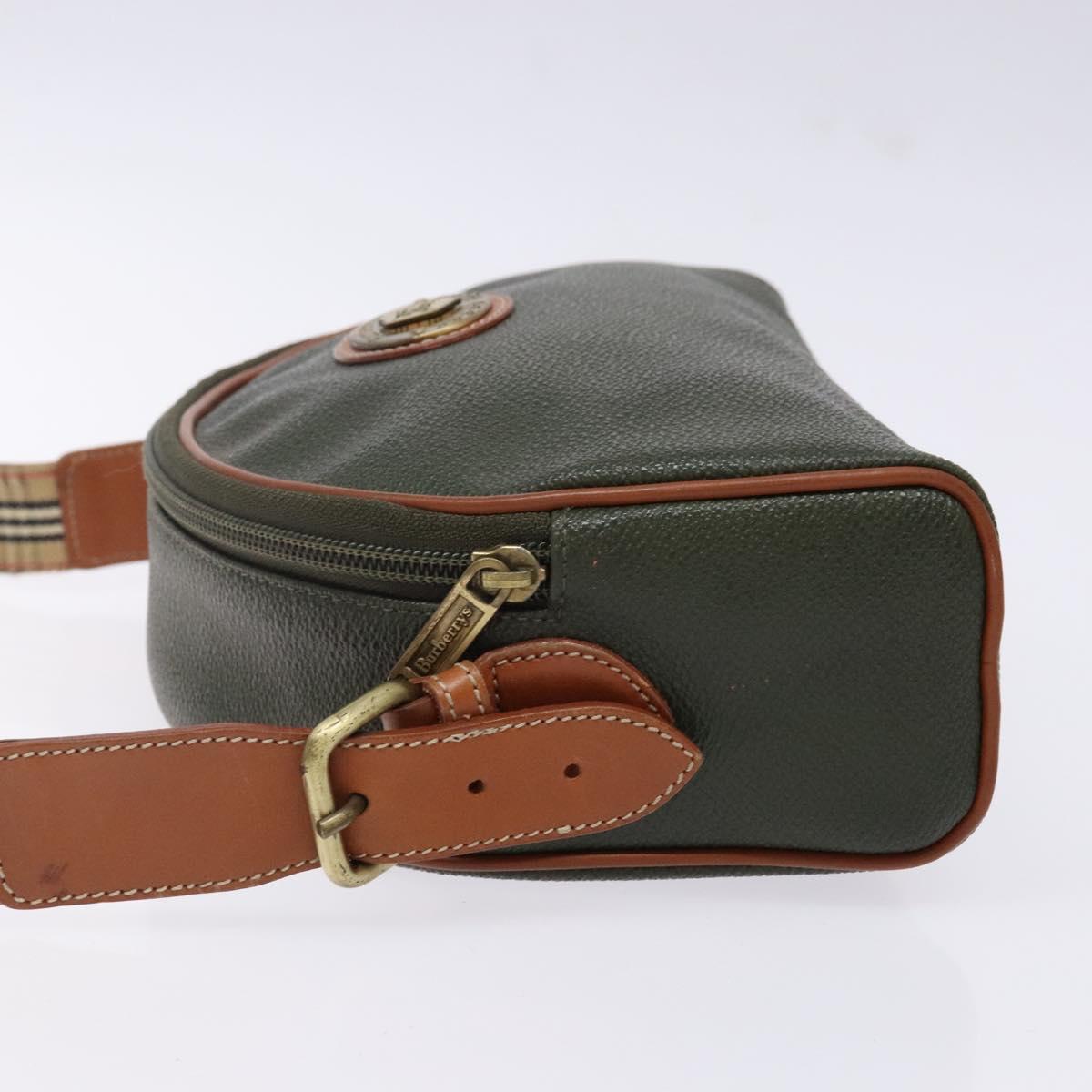Burberrys Shoulder Bag Leather Khaki Gold Auth BA5390