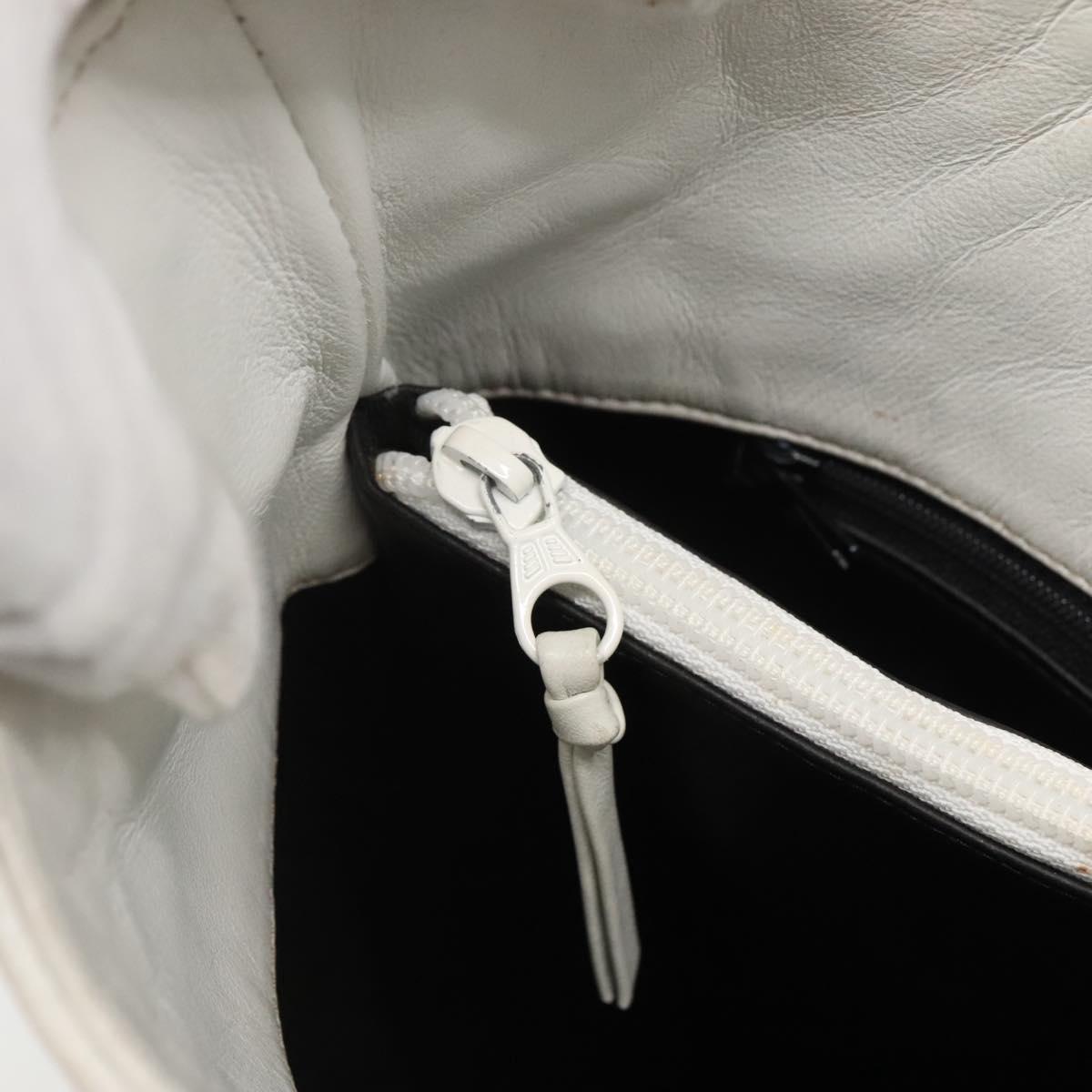 BALLY Quilted Shoulder Bag Leather White Gold Auth BA5391