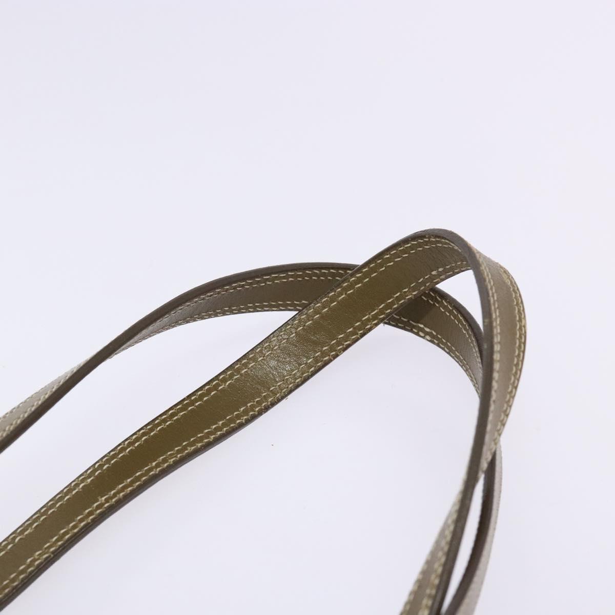 CELINE C Macadam Canvas Tote Bag Khaki Silver Auth BA5408