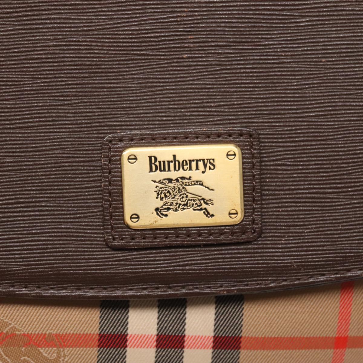 Burberrys Nova Check Shoulder Bag Canvas Beige Gold Auth BA5409