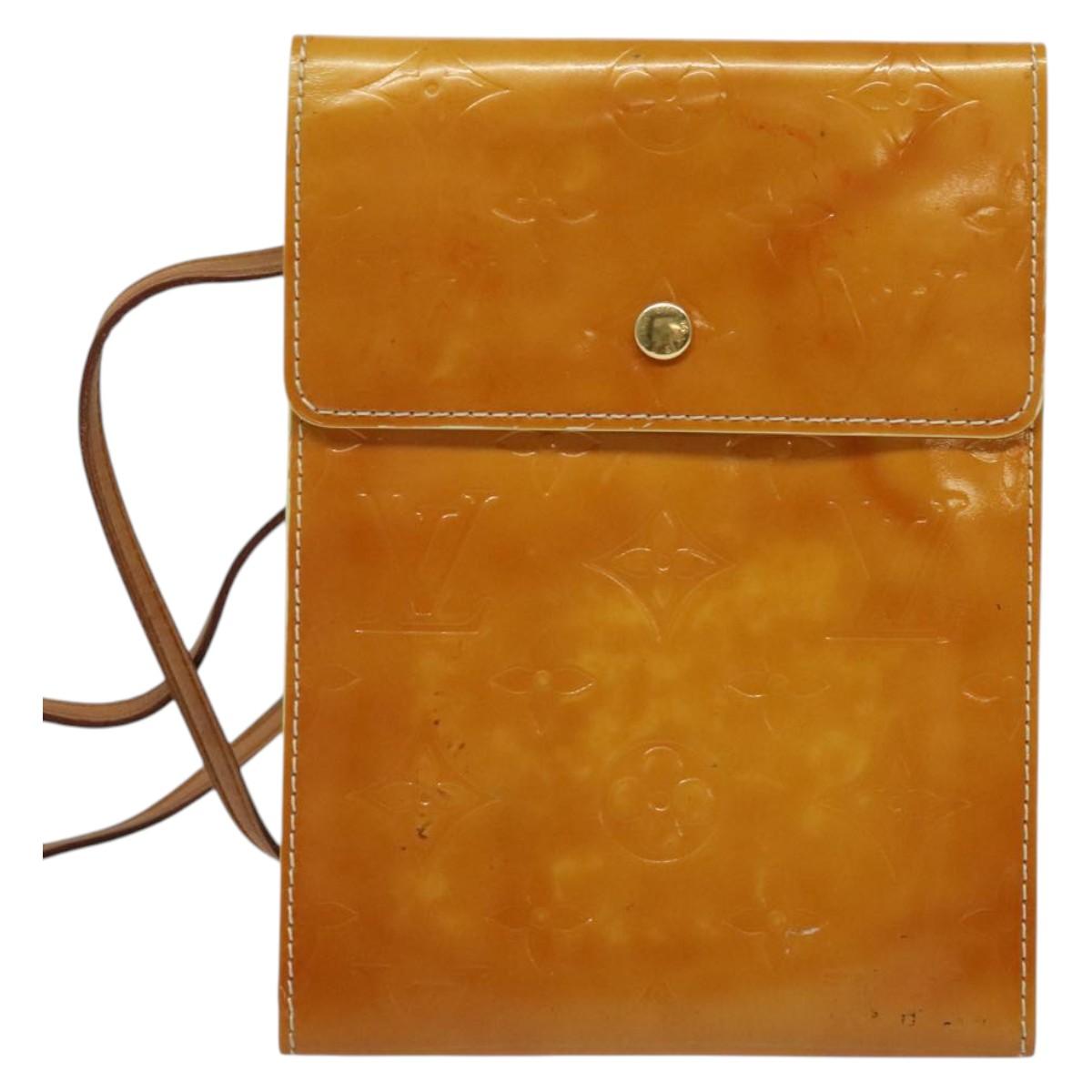 LOUIS VUITTON Monogram Vernis Kenmare Pouch Yellow M91060 LV Auth BA5414