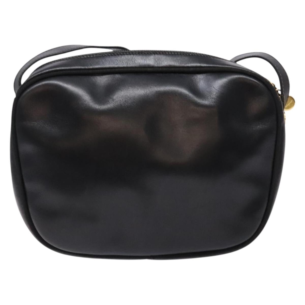 Salvatore Ferragamo Vala Shoulder Bag Leather Black Gold Auth BA5416