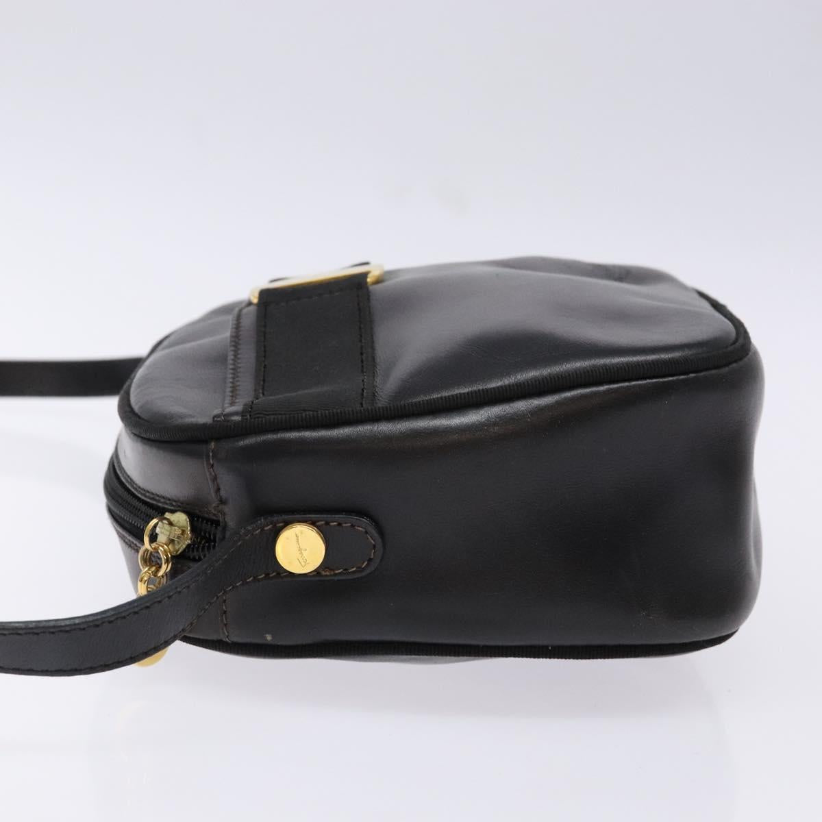 Salvatore Ferragamo Vala Shoulder Bag Leather Black Gold Auth BA5416