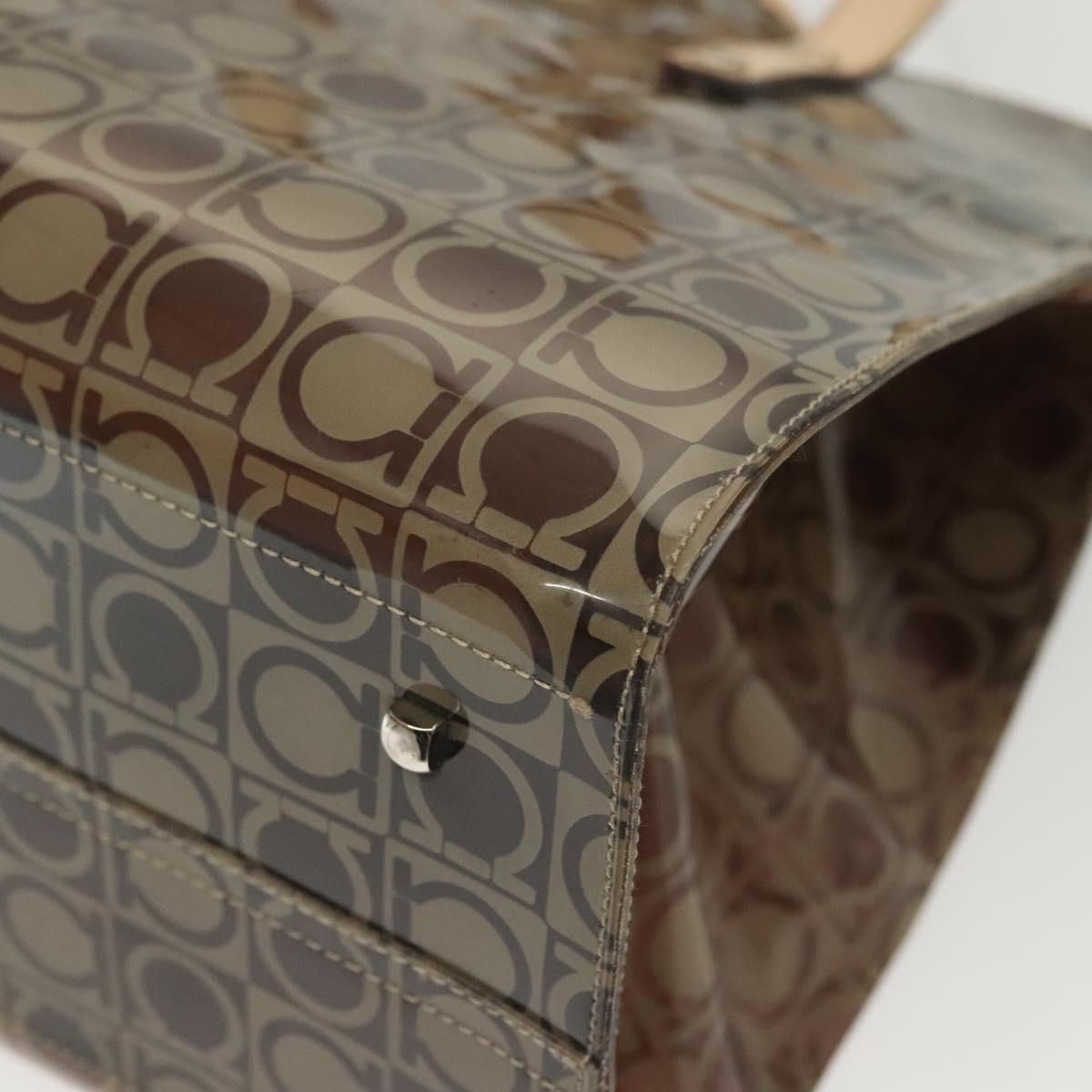 Salvatore Ferragamo Tote Bag Vinyl Brown Auth BA5417