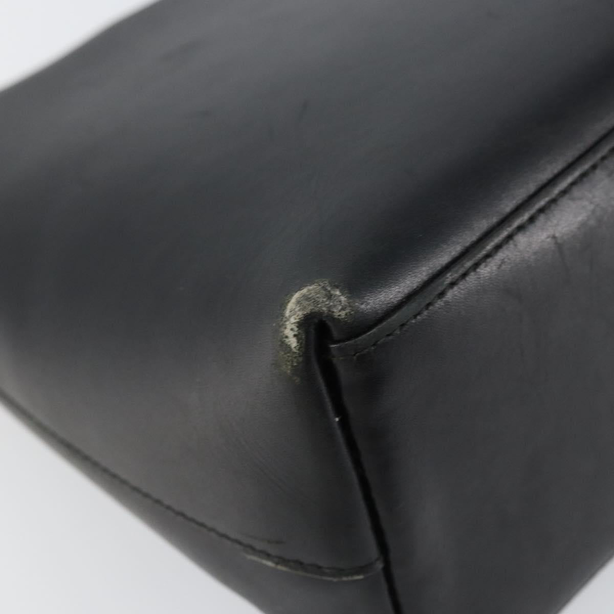 GUCCI Bamboo Shoulder Bag Leather Black Gold 001 1998 1883 Auth BA5422