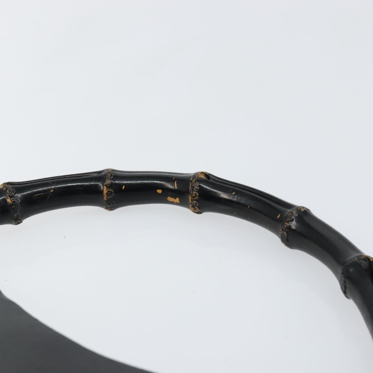 GUCCI Bamboo Shoulder Bag Leather Black Gold 001 1998 1883 Auth BA5422
