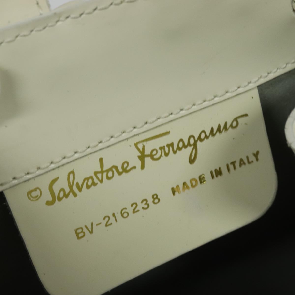 Salvatore Ferragamo Gancini Backpack Patent leather White Auth BA5435