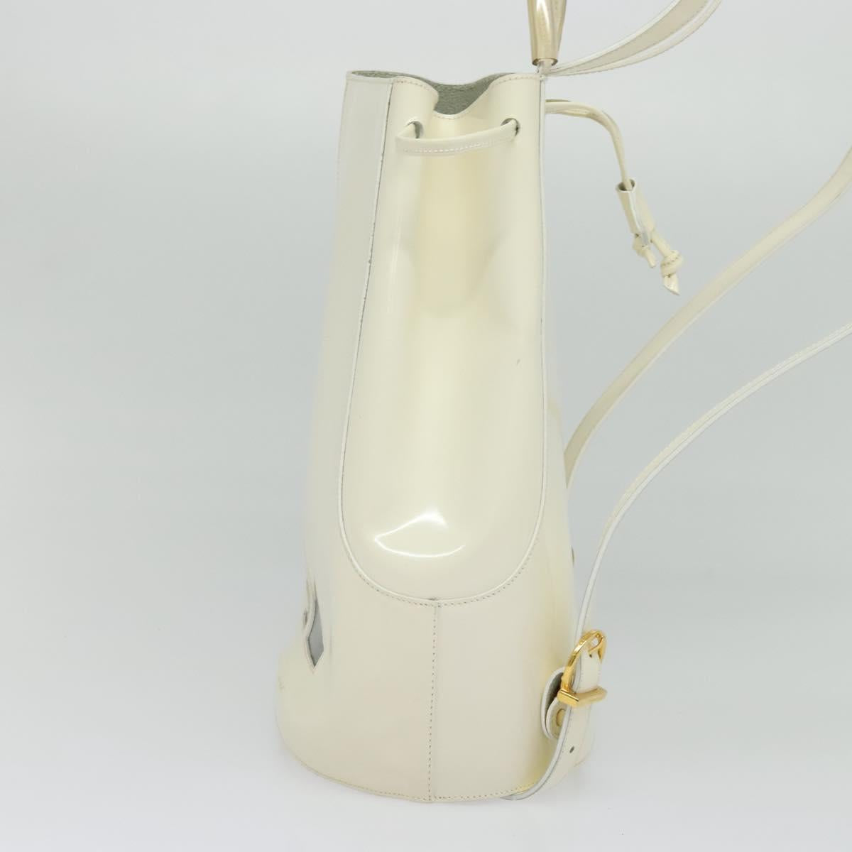 Salvatore Ferragamo Gancini Backpack Patent leather White Auth BA5435