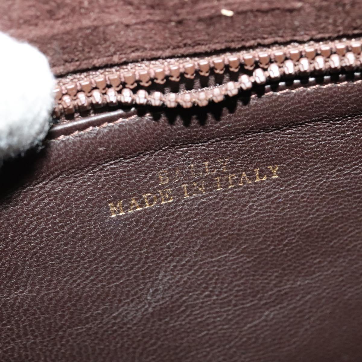 BALLY Shoulder Bag Suede Dark Brown Gold Auth BA5436