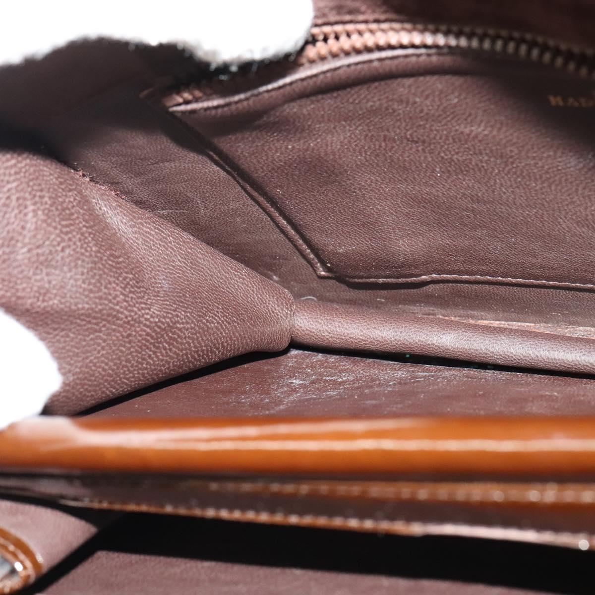 BALLY Shoulder Bag Suede Dark Brown Gold Auth BA5436