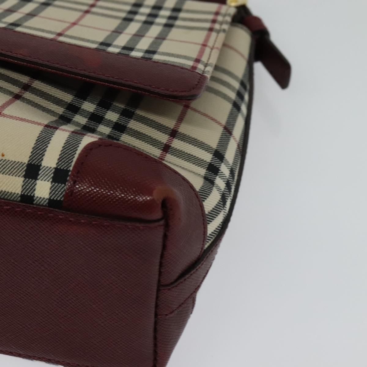 BURBERRY Nova Check Shoulder Bag Canvas Beige Gold Auth BA5440