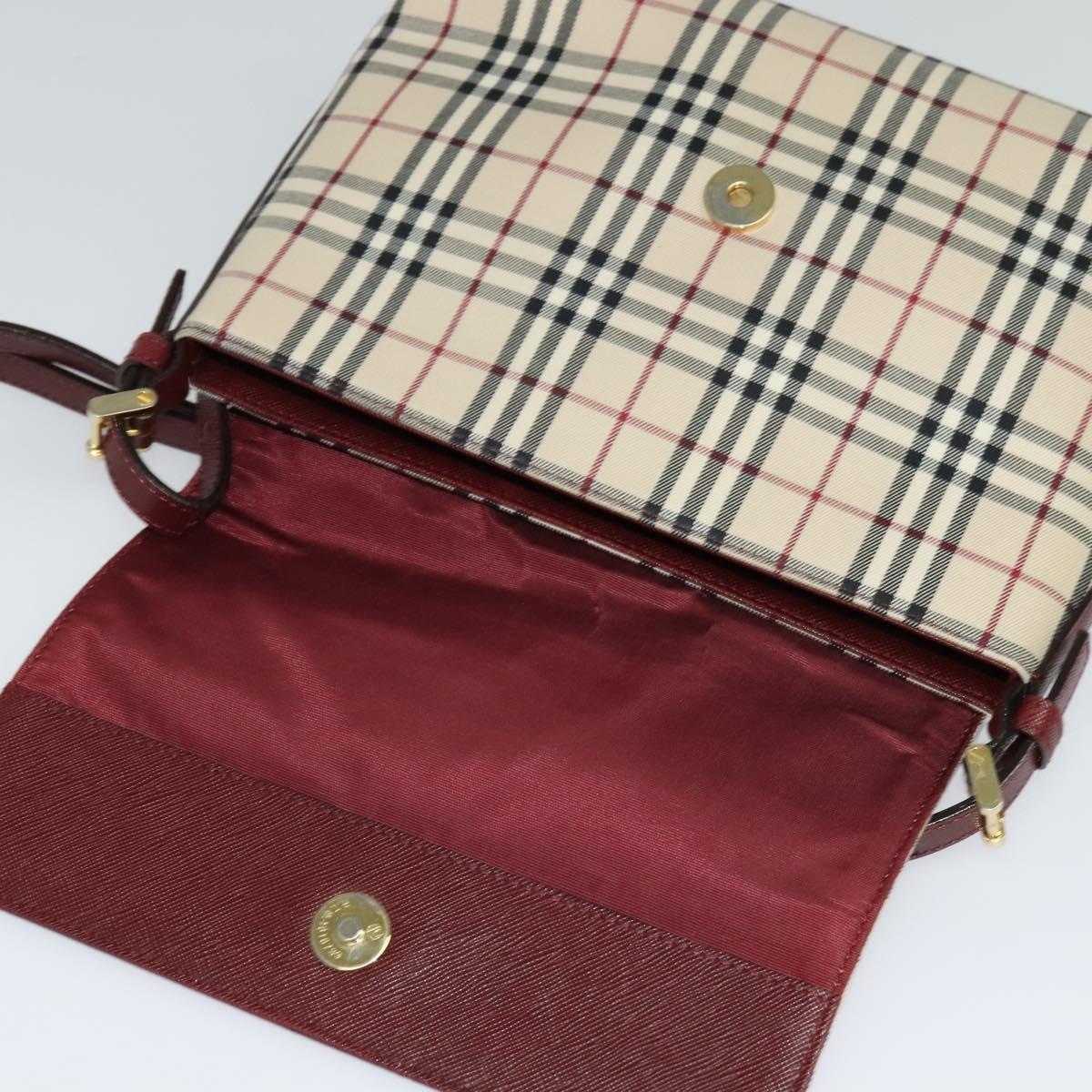 BURBERRY Nova Check Shoulder Bag Canvas Beige Gold Auth BA5440