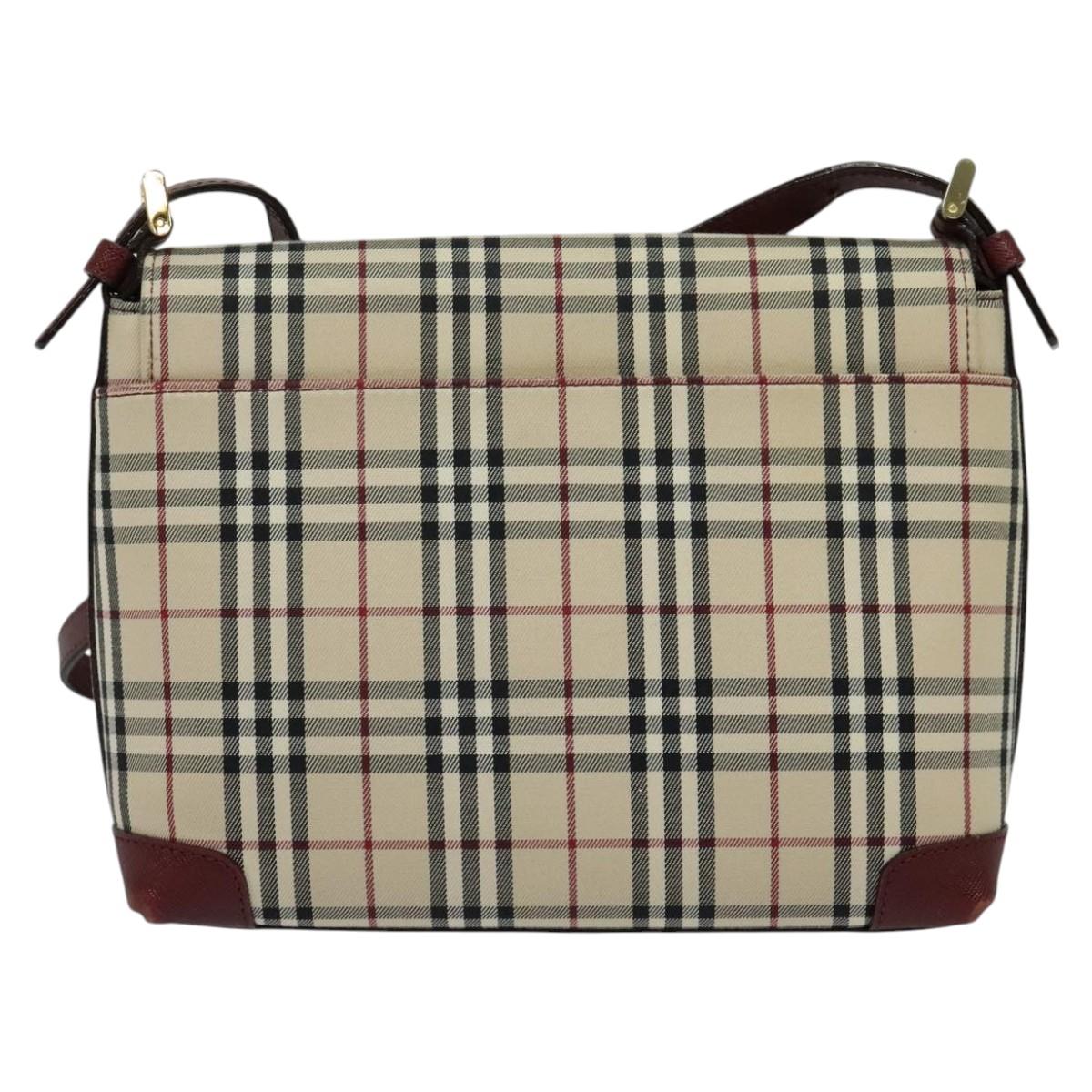 BURBERRY Nova Check Shoulder Bag Canvas Beige Gold Auth BA5440