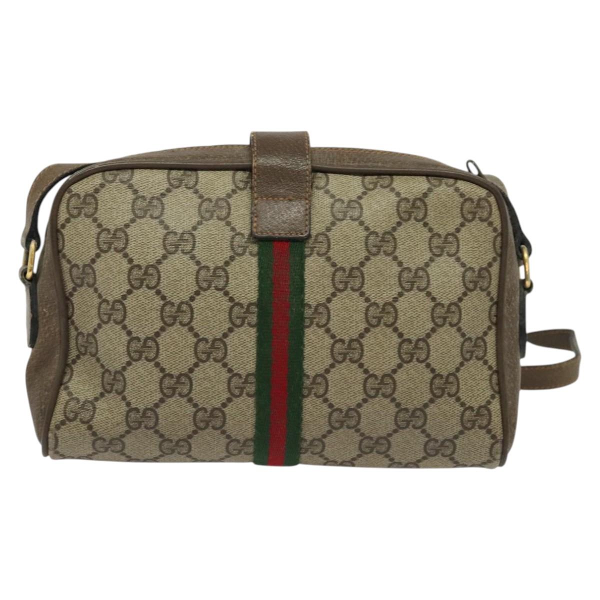 GUCCI GG Supreme Web Sherry Line Bag PVC Beige Red Green 89 02 055 Auth BA5454