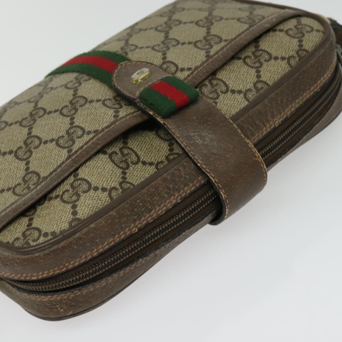 GUCCI GG Supreme Web Sherry Line Bag PVC Beige Red Green 89 02 055 Auth BA5454