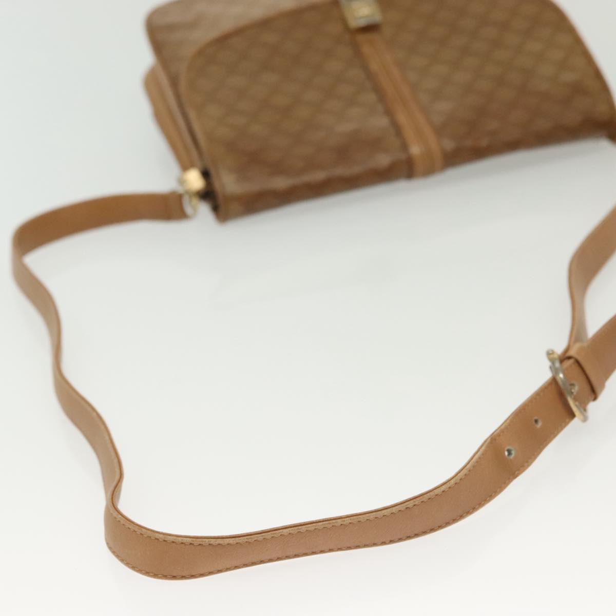 CELINE Macadam Canvas Shoulder Bag PVC Beige Gold Auth BA5468