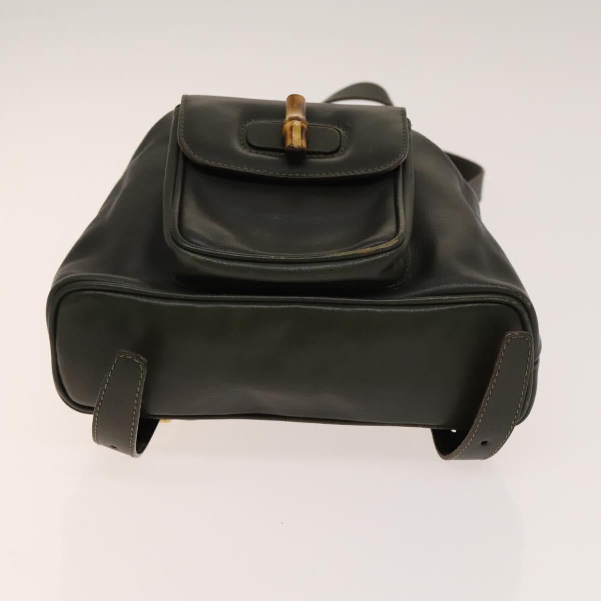 GUCCI Bamboo Backpack Leather Outlet Khaki Gold 003 3444 0030 Auth BA5469