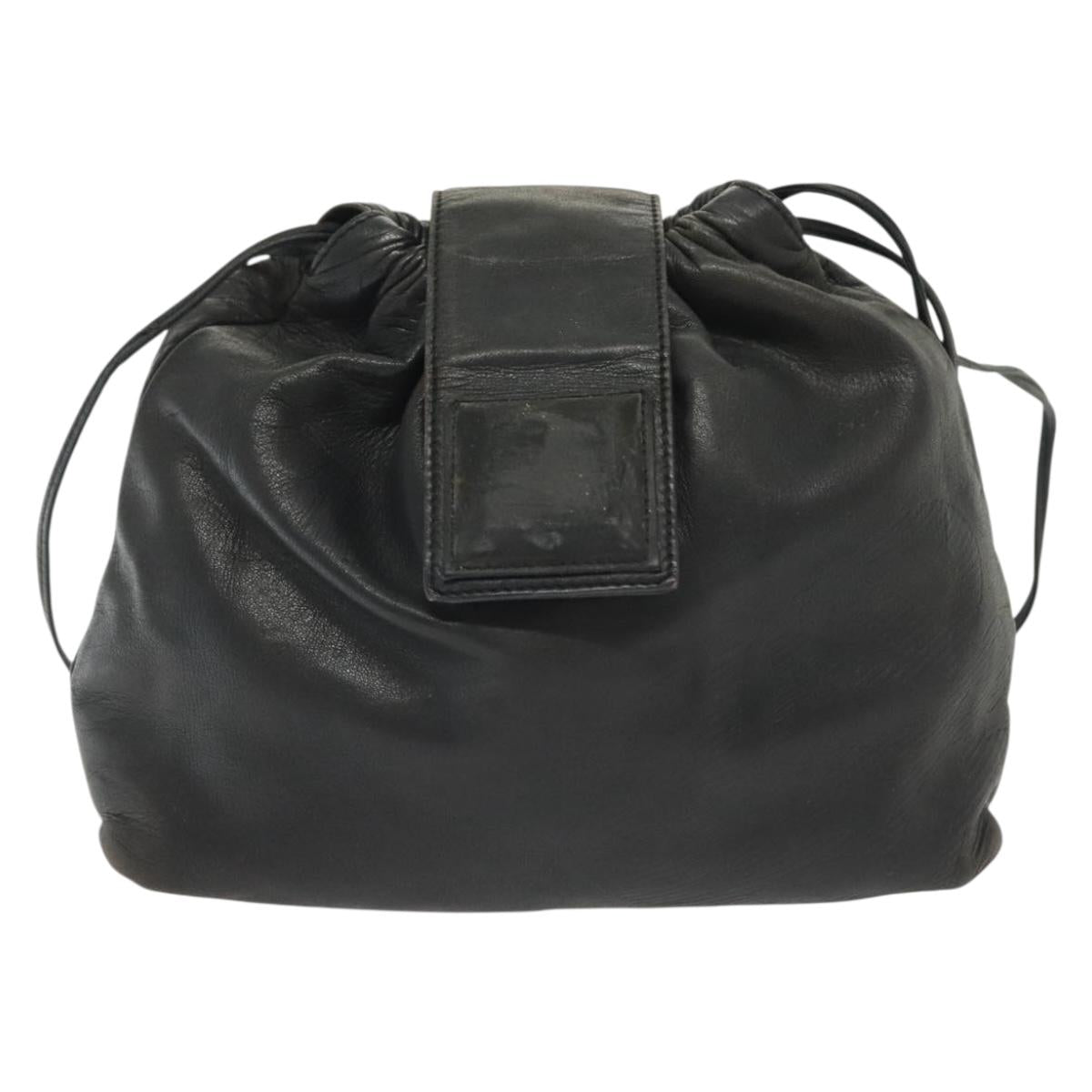 LOEWE Anagram Shoulder Bag Leather Black Auth BA5470