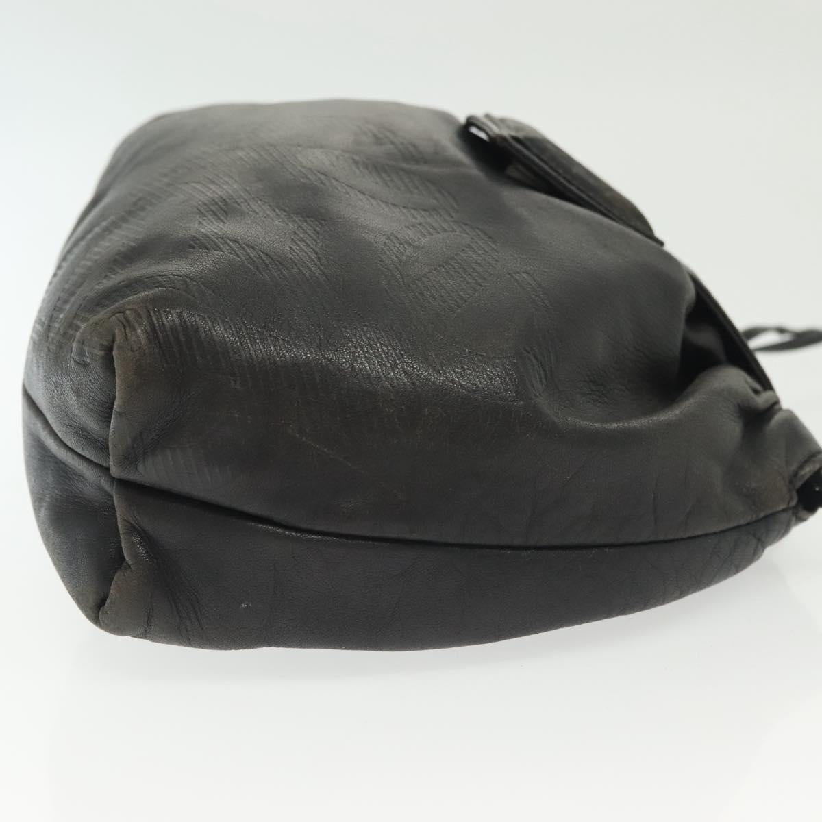 LOEWE Anagram Shoulder Bag Leather Black Auth BA5470