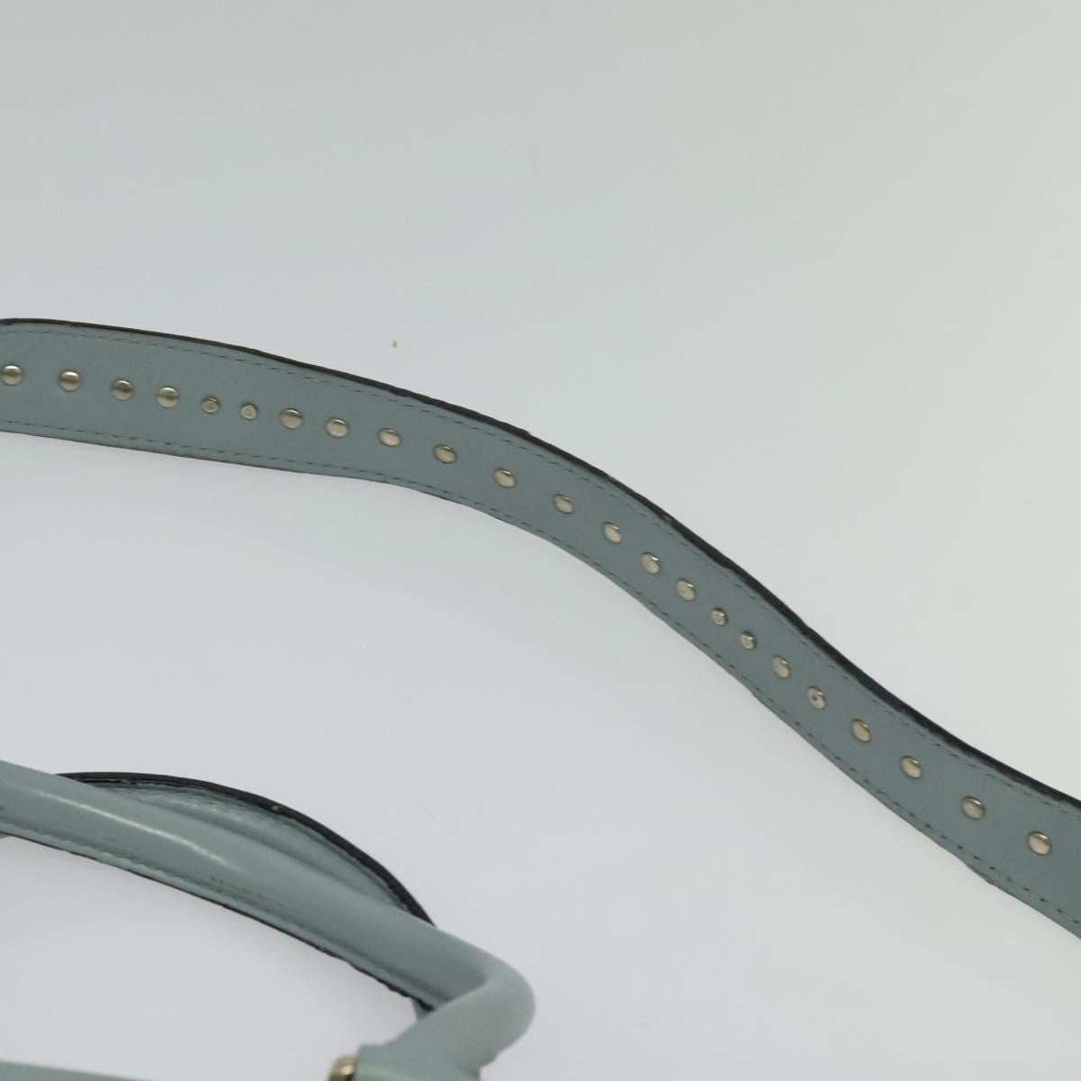 VALENTINO Hand Bag Leather 2way Light Blue Gold Auth BA5471