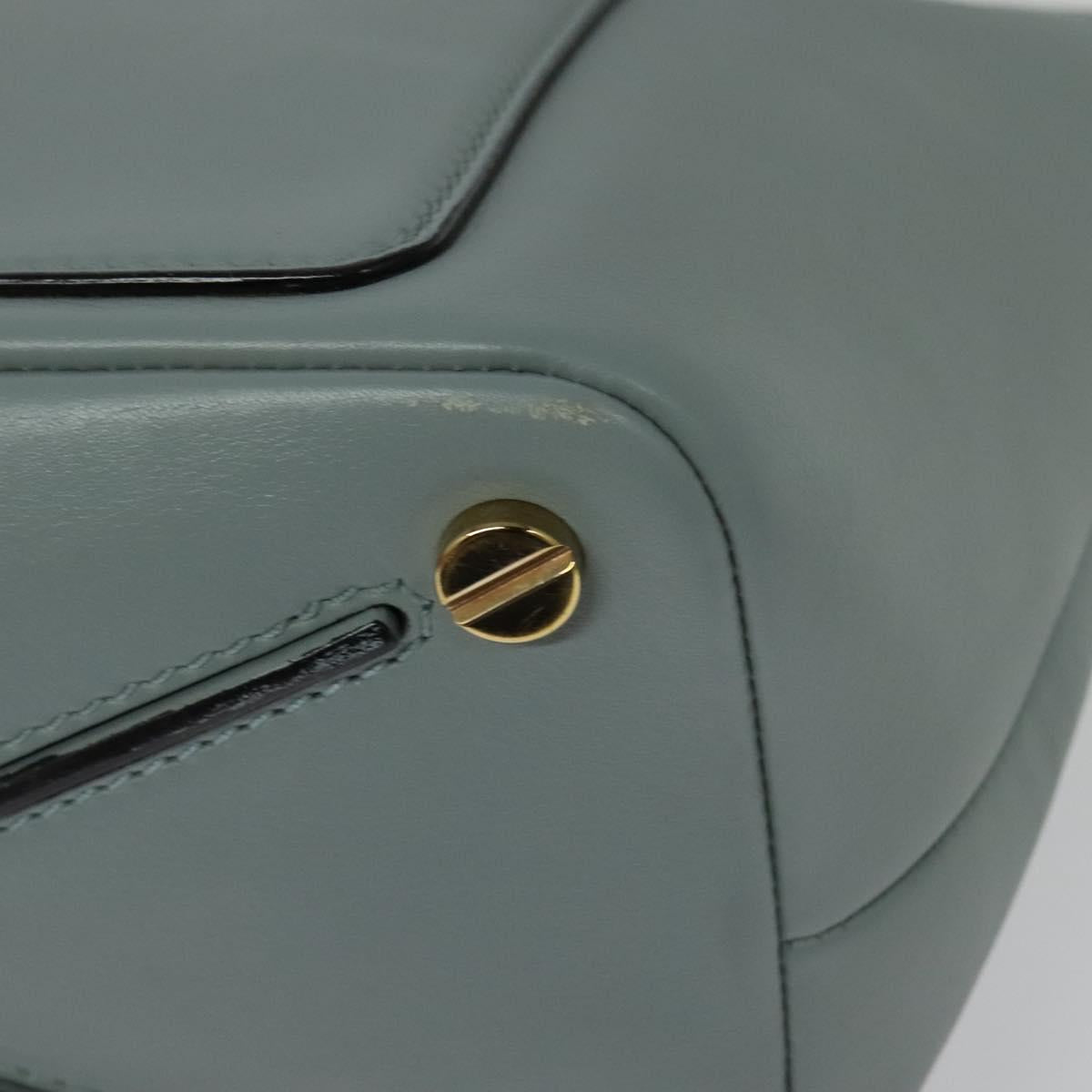 VALENTINO Hand Bag Leather 2way Light Blue Gold Auth BA5471