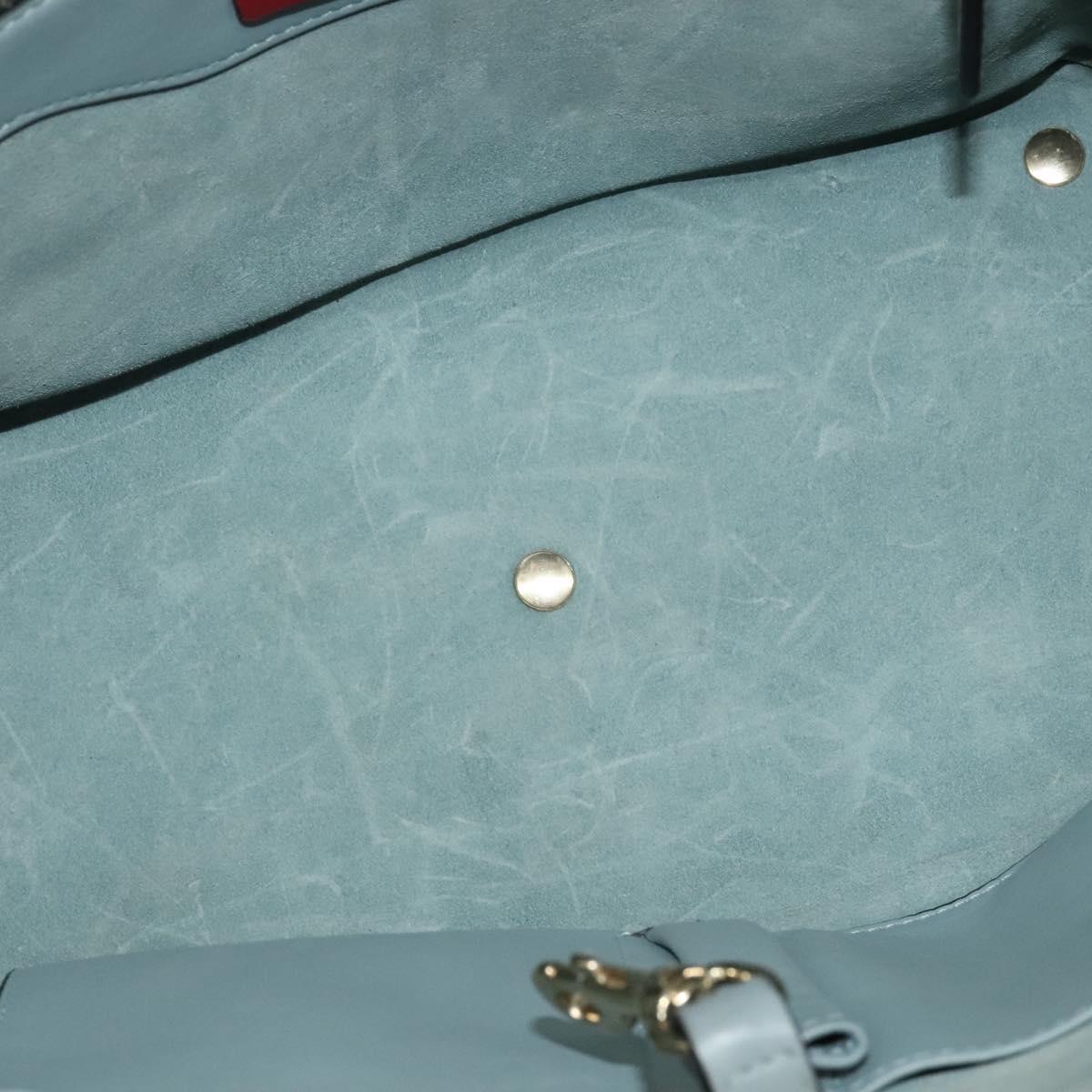 VALENTINO Hand Bag Leather 2way Light Blue Gold Auth BA5471