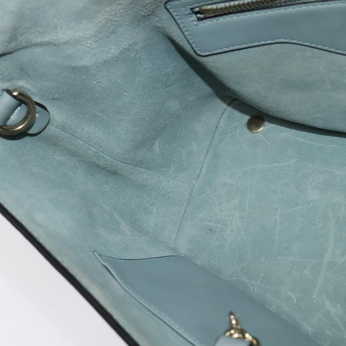 VALENTINO Hand Bag Leather 2way Light Blue Gold Auth BA5471