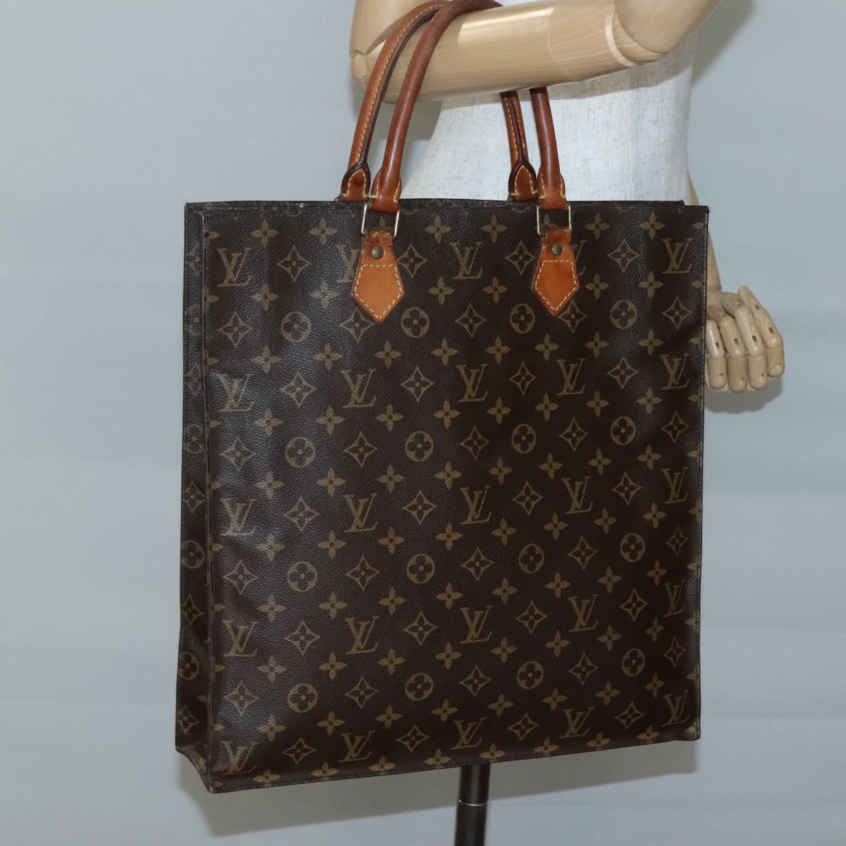 LOUIS VUITTON Monogram Sac Plat Hand Bag M51140 LV Auth BA5477