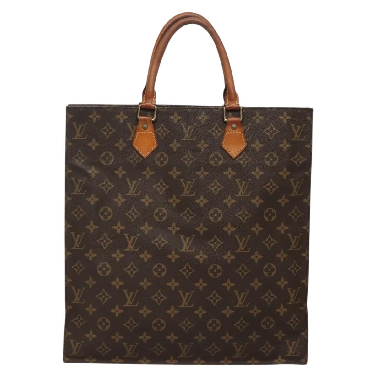 LOUIS VUITTON Monogram Sac Plat Hand Bag M51140 LV Auth BA5477