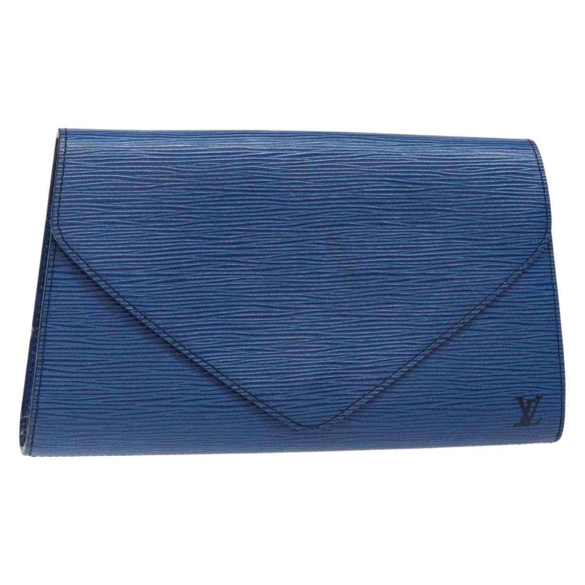 LOUIS VUITTON Epi Art Deco Clutch Bag Blue M52635 LV Auth BA5485