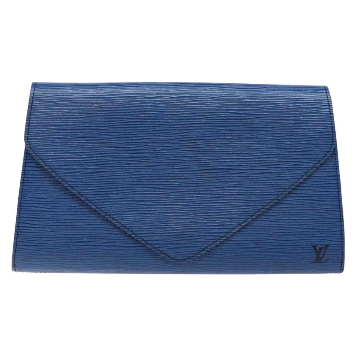 LOUIS VUITTON Epi Art Deco Clutch Bag Blue M52635 LV Auth BA5485