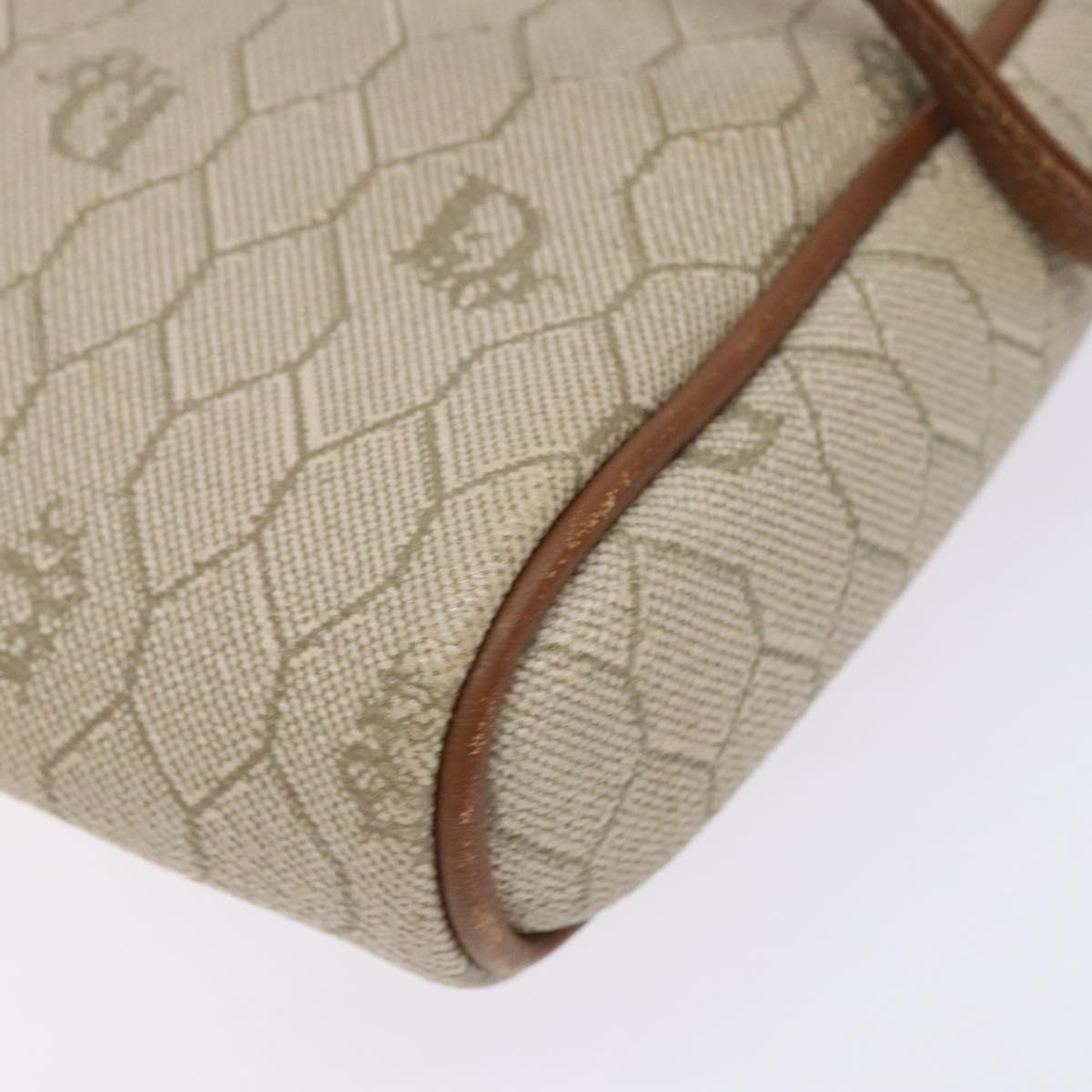 Christian Dior Honeycomb Canvas Shoulder Bag PVC Beige Gold Auth BA5486