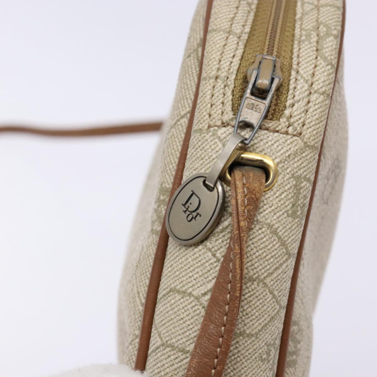 Christian Dior Honeycomb Canvas Shoulder Bag PVC Beige Gold Auth BA5486