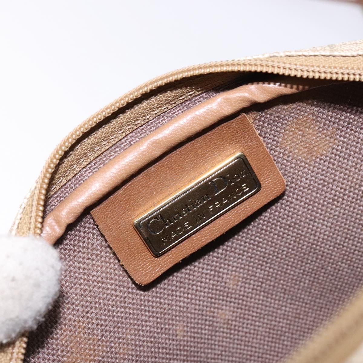 Christian Dior Honeycomb Canvas Shoulder Bag PVC Beige Gold Auth BA5486