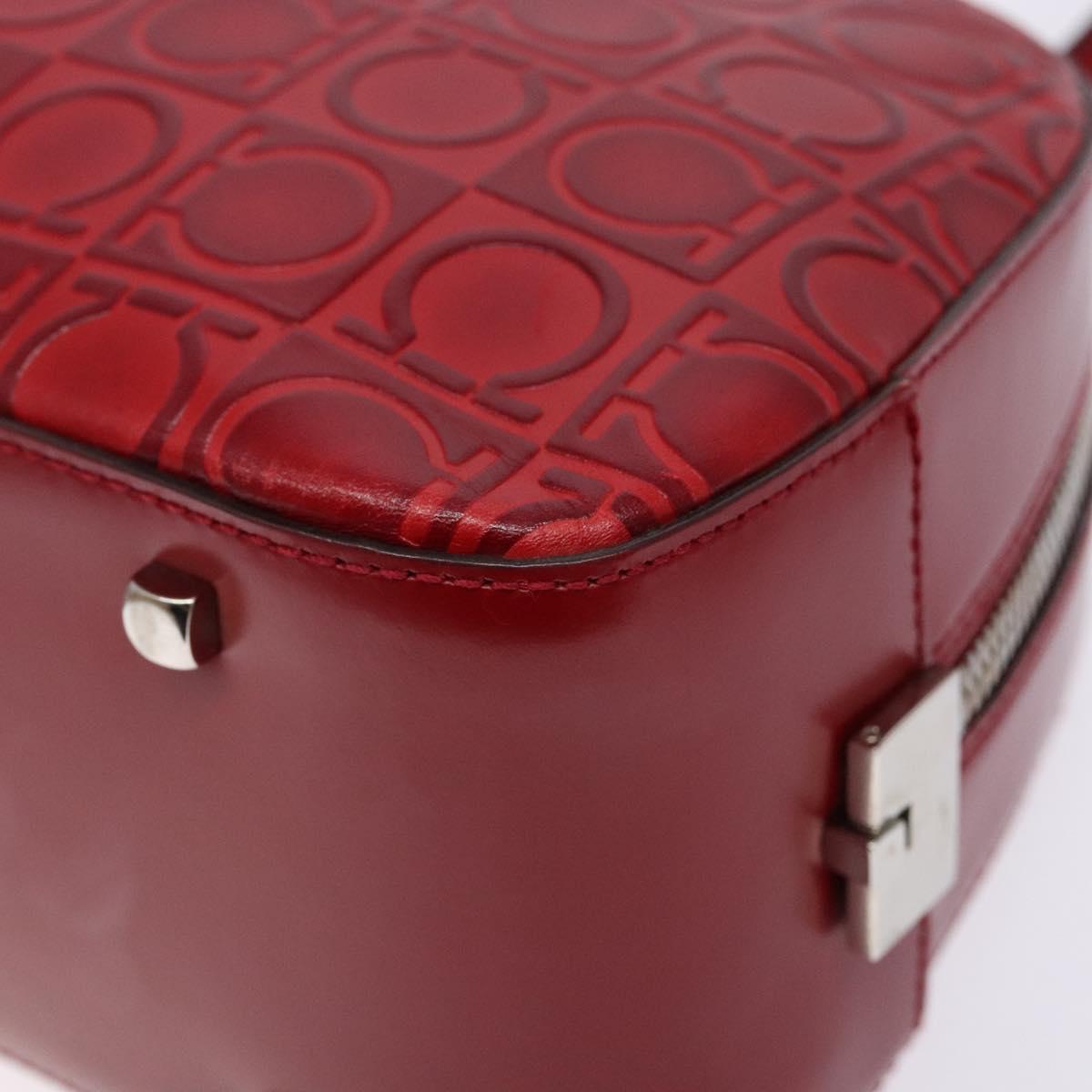Salvatore Ferragamo Shoulder Bag Leather Red Silver Auth BA5488