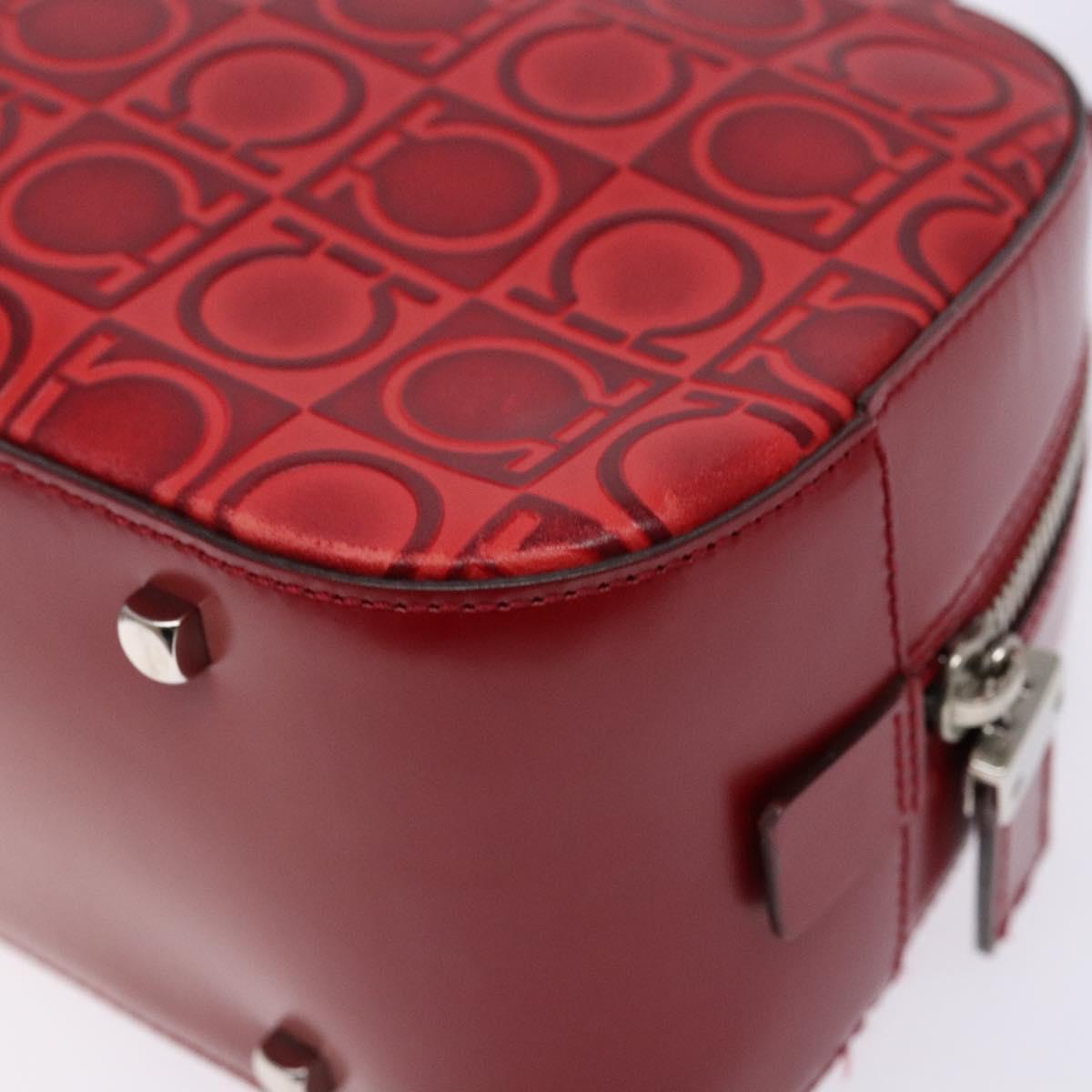 Salvatore Ferragamo Shoulder Bag Leather Red Silver Auth BA5488
